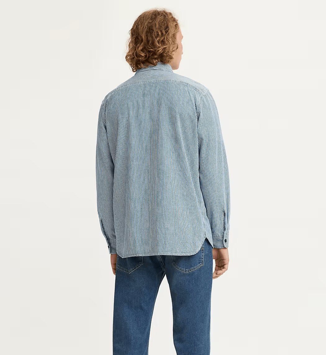 Camisa Clásica Workwear Stripe Rinse Azul - ECRU