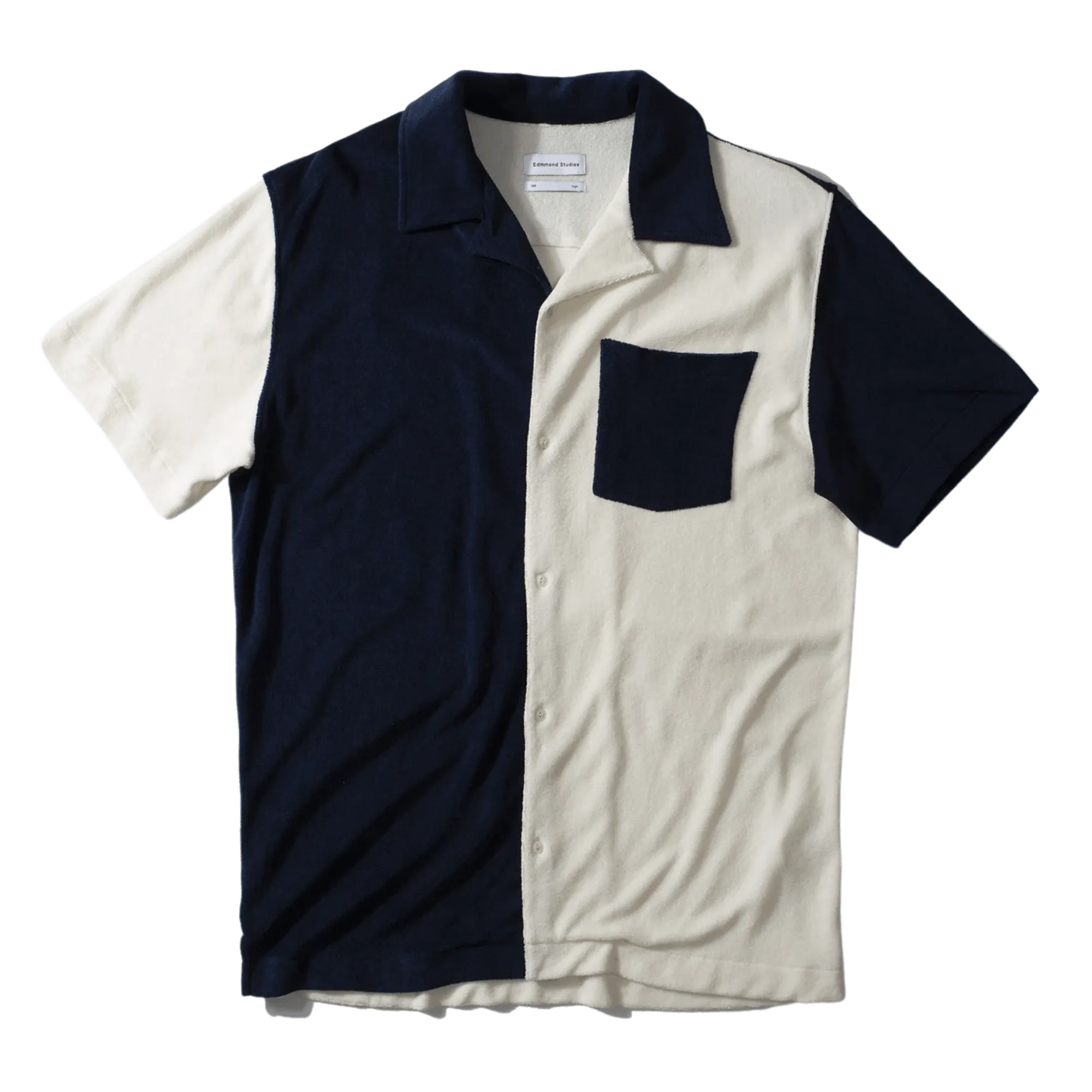 Camisa Colour Block Terry Navy - ECRU