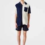 Camisa Colour Block Terry Navy - ECRU