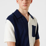 Camisa Colour Block Terry Navy - ECRU