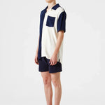 Camisa Colour Block Terry Navy - ECRU