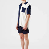 Camisa Colour Block Terry Navy - ECRU