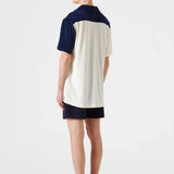 Camisa Colour Block Terry Navy - ECRU