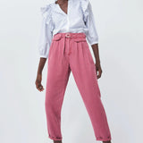 Camisa con Volante - ECRU