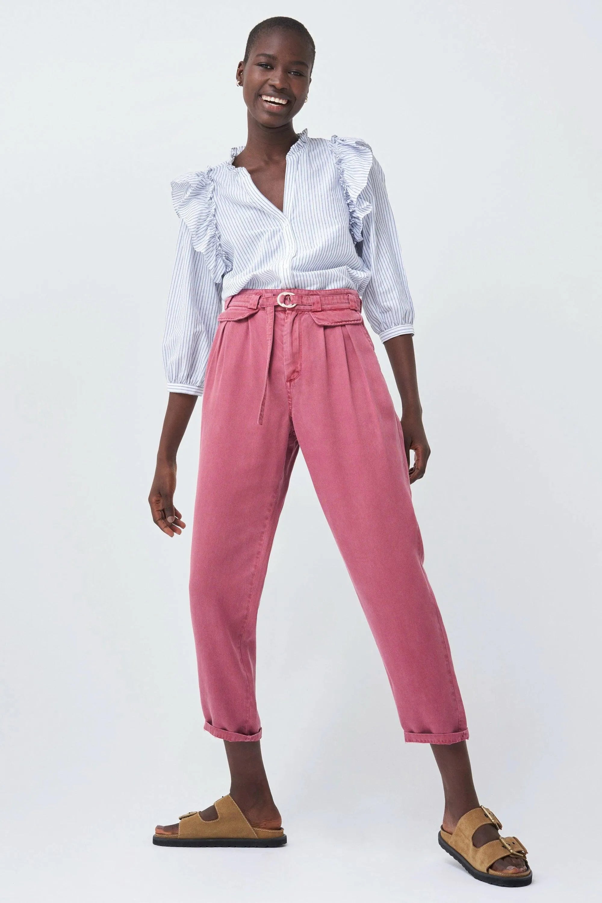 Camisa con Volante - ECRU