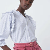 Camisa con Volante - ECRU