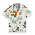 Camisa de campamento de manga corta con estampado completo - ECRU