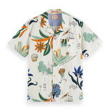 Camisa de campamento de manga corta con estampado completo - ECRU