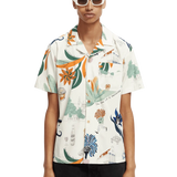 Camisa de campamento de manga corta con estampado completo - ECRU