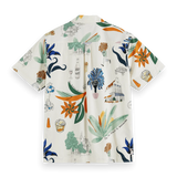 Camisa de campamento de manga corta con estampado completo - ECRU