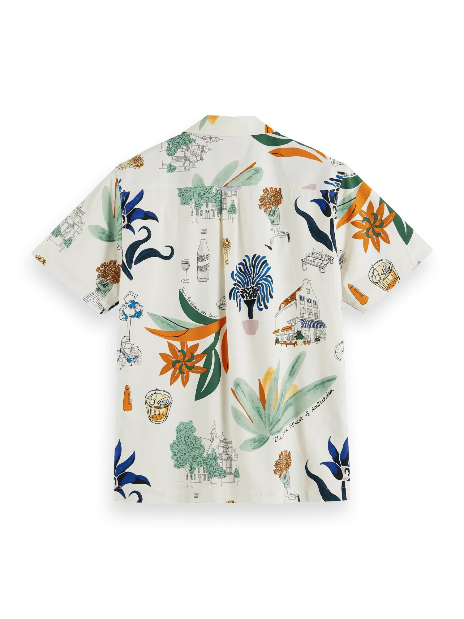 Camisa de campamento de manga corta con estampado completo - ECRU