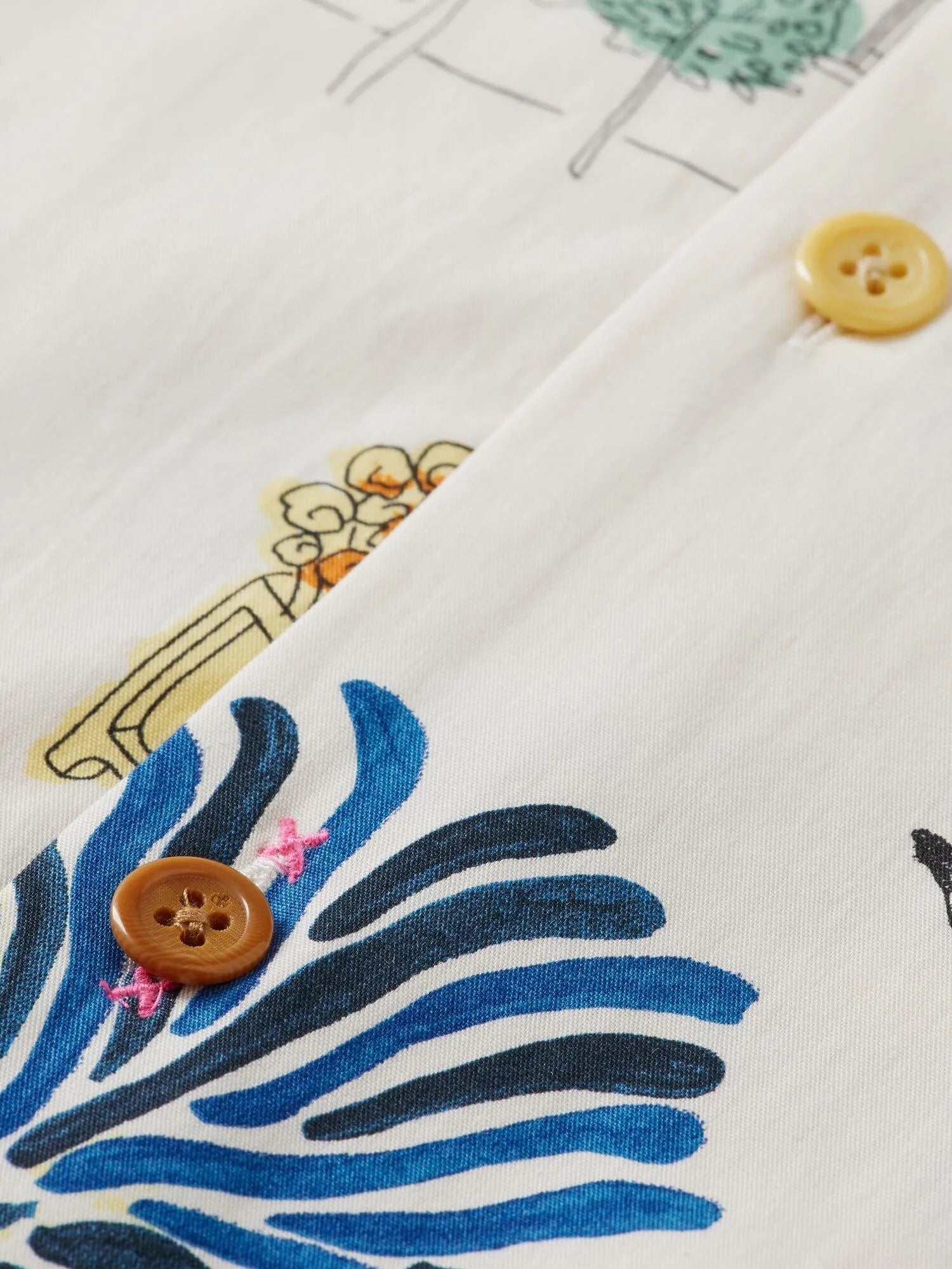 Camisa de campamento de manga corta con estampado completo - ECRU