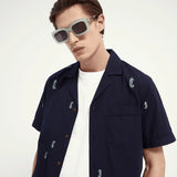 Camisa de manga corta de algodón - ECRU