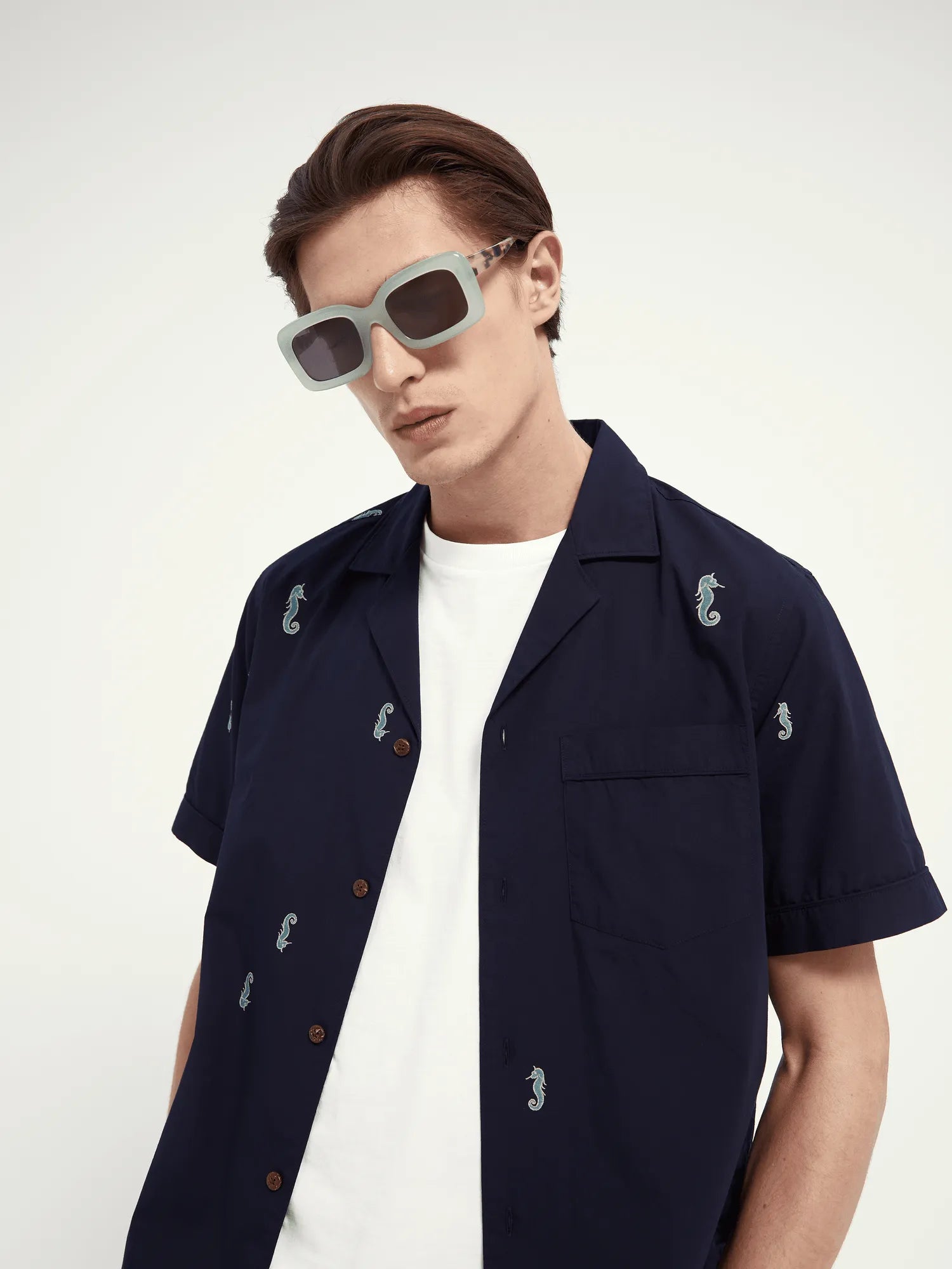 Camisa de manga corta de algodón - ECRU