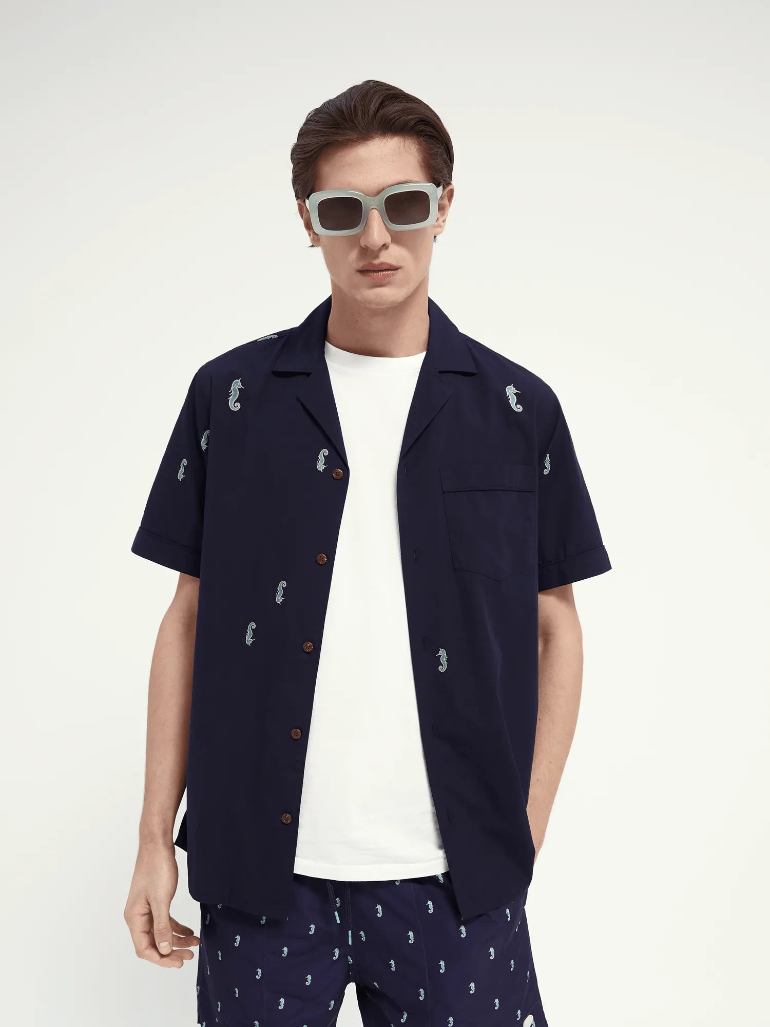 Camisa de manga corta de algodón - ECRU