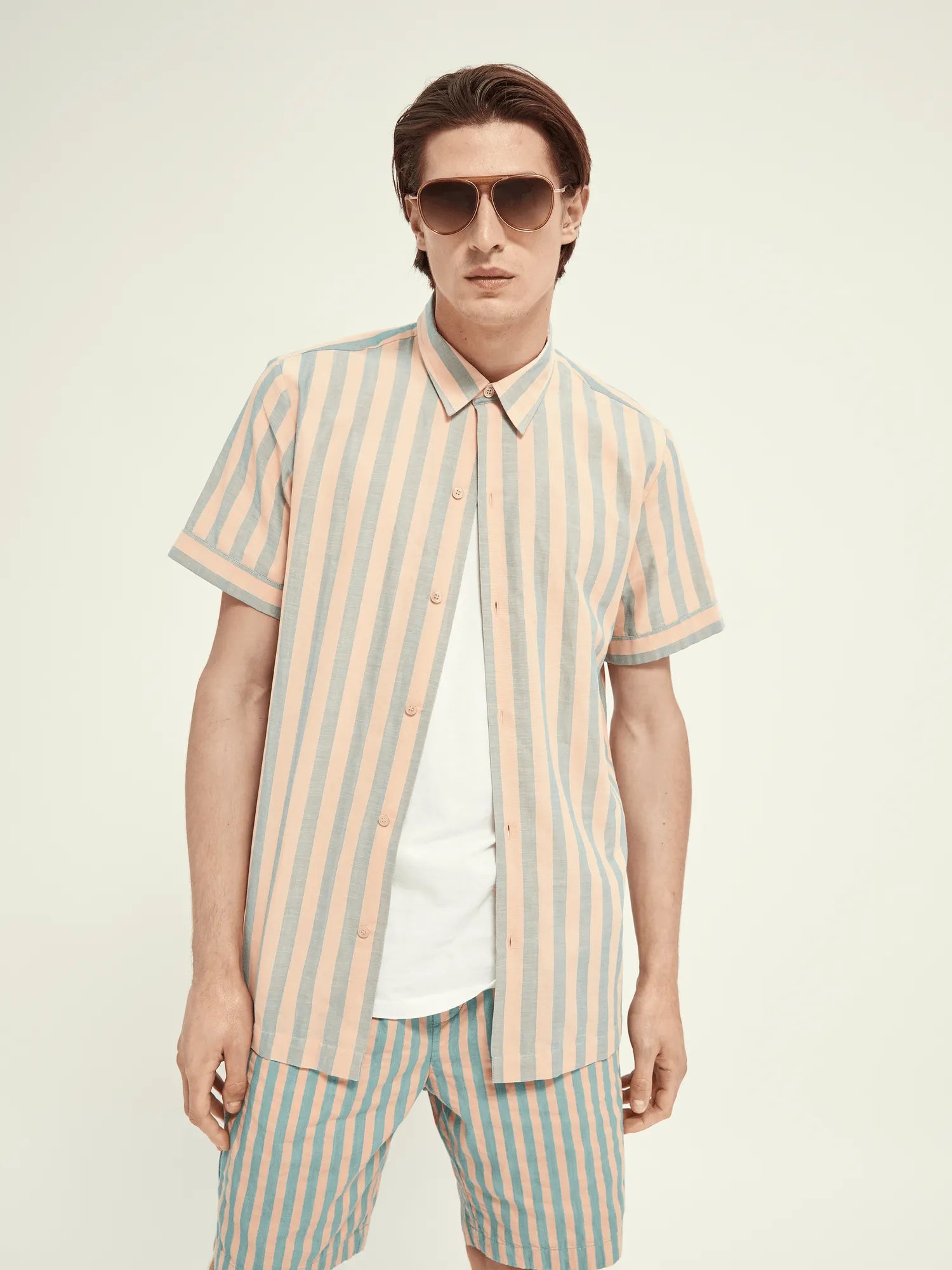 Camisa de marinero de manga corta en algodón - ECRU