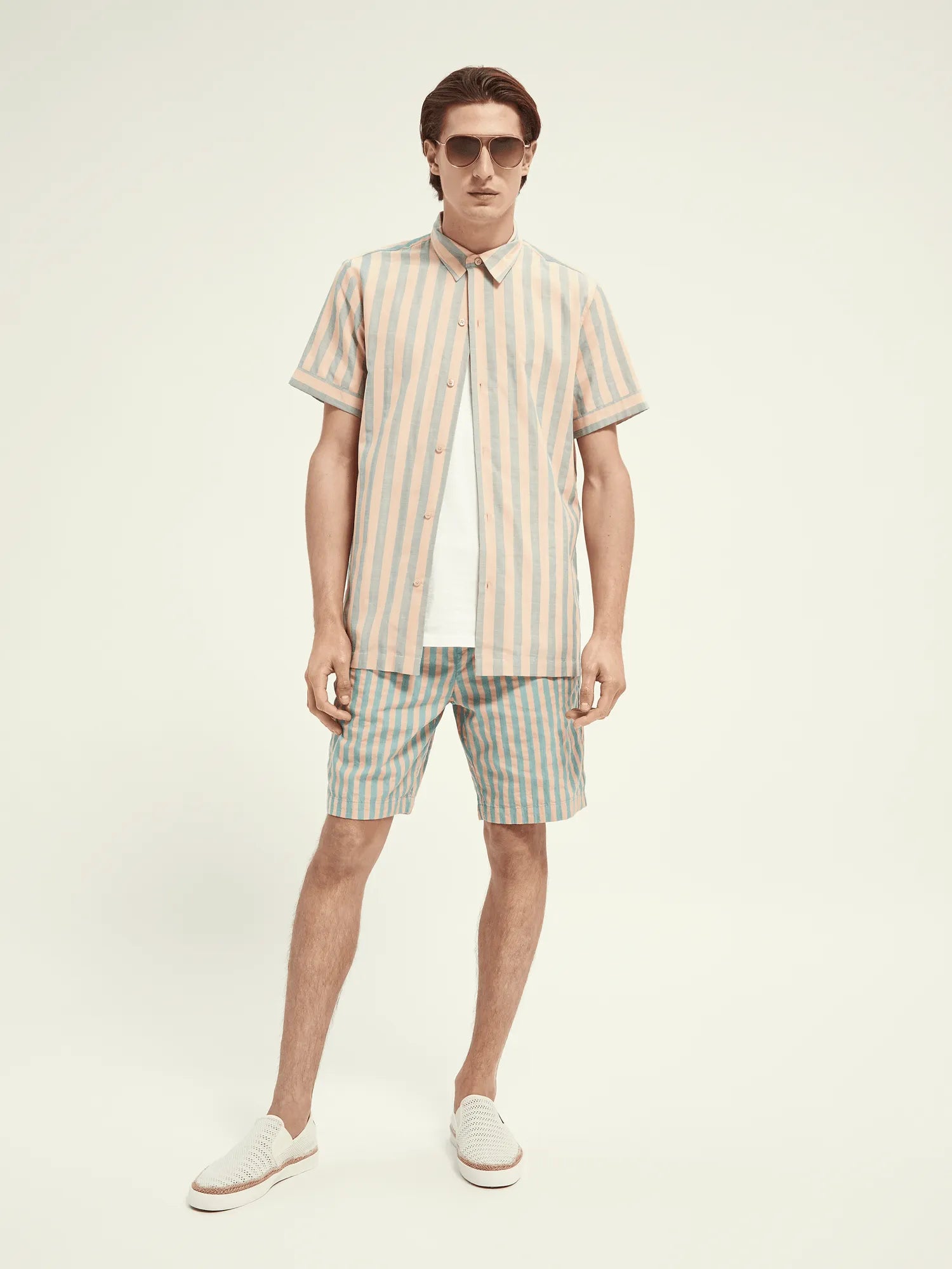 Camisa de marinero de manga corta en algodón - ECRU