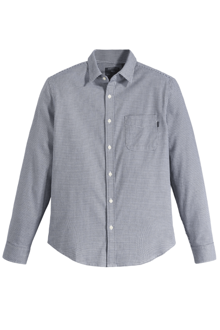 Camisa Dockers Slim de Hombre Manga Larga El Puerto Dobby Navy Blazer - ECRU