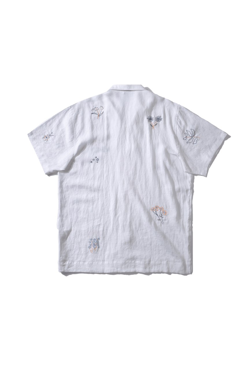 Camisa Edmmond de Hombre Manga Corta Grass Plain White - ECRU