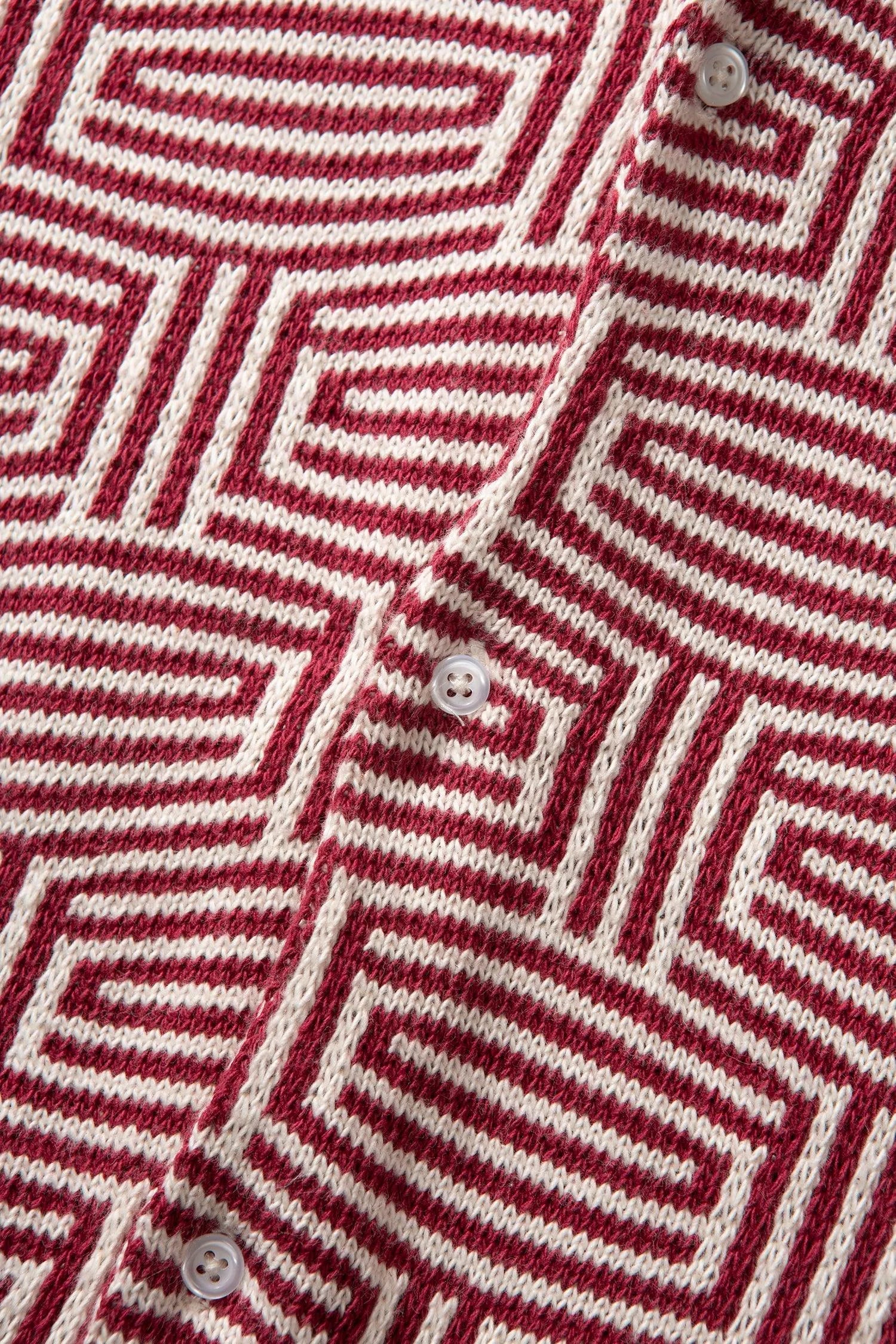 Camisa Edmmond de Hombre Manga Corta Mosaic Plain Red - ECRU