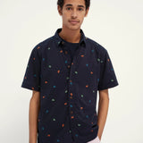 Camisa hawaiana de manga corta con diseño estampado - ECRU