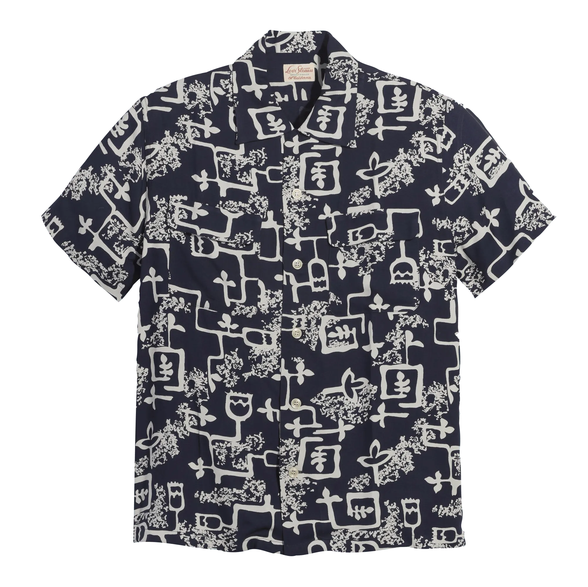Camisa Hawaiana Levi's® Vintage Clothing 1940's Hawaiian Navy White - ECRU