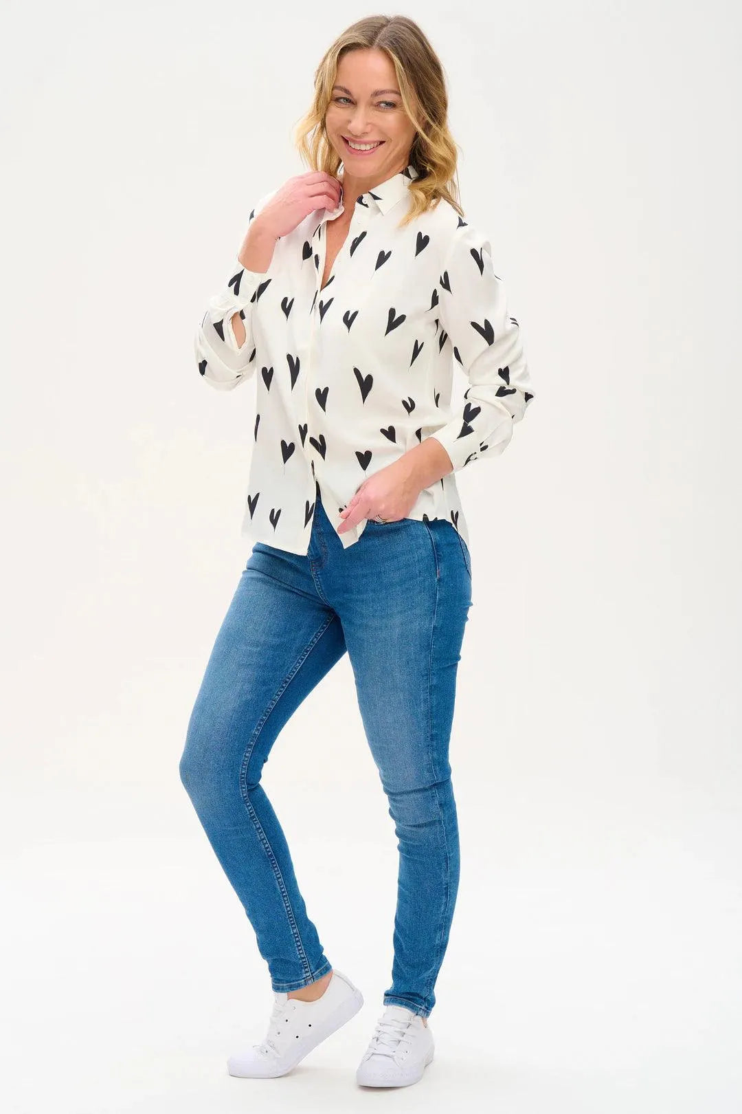 Camisa Joy Monochrome Hearts - ECRU