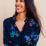 Camisa Joy Negra Night Leopard - ECRU