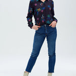 Camisa Joy Negra Night Leopard - ECRU