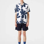 Camisa Manga Corta Alice Printed Navy - ECRU