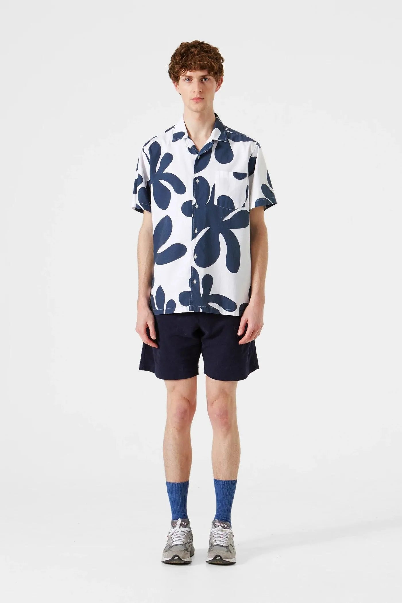 Camisa Manga Corta Alice Printed Navy - ECRU