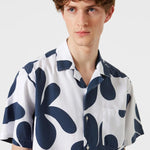 Camisa Manga Corta Alice Printed Navy - ECRU