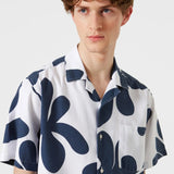 Camisa Manga Corta Alice Printed Navy - ECRU