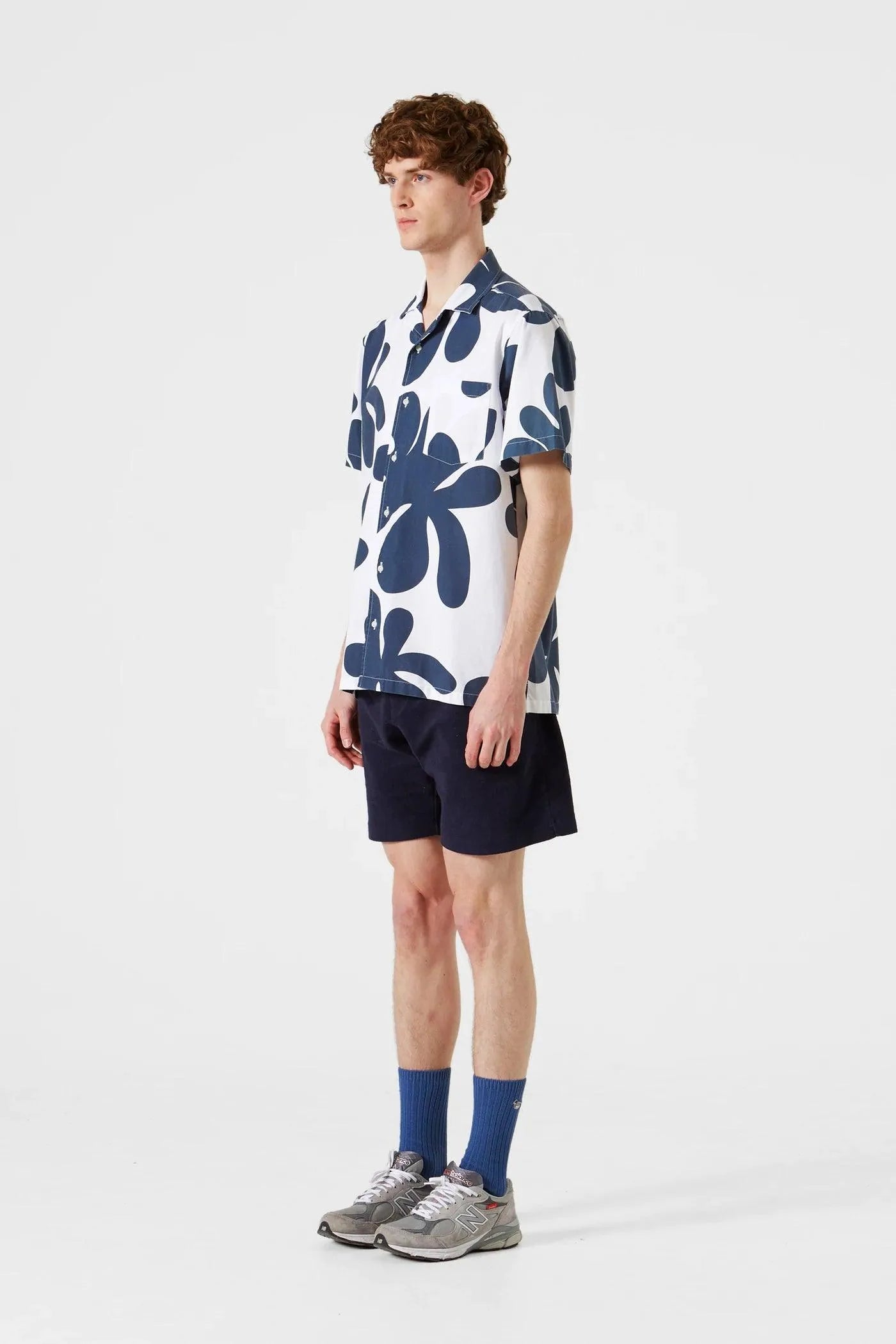 Camisa Manga Corta Alice Printed Navy - ECRU