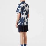 Camisa Manga Corta Alice Printed Navy - ECRU