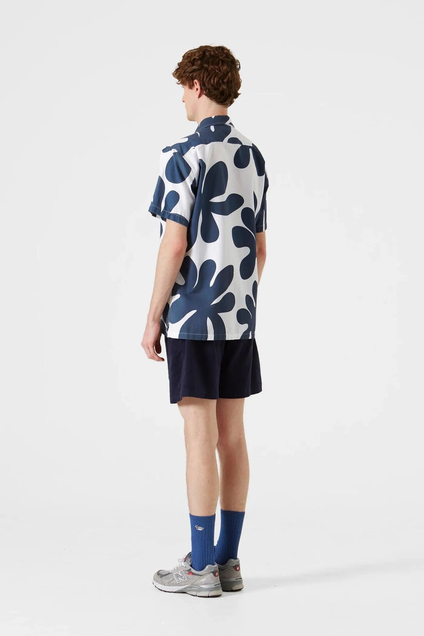 Camisa Manga Corta Alice Printed Navy - ECRU