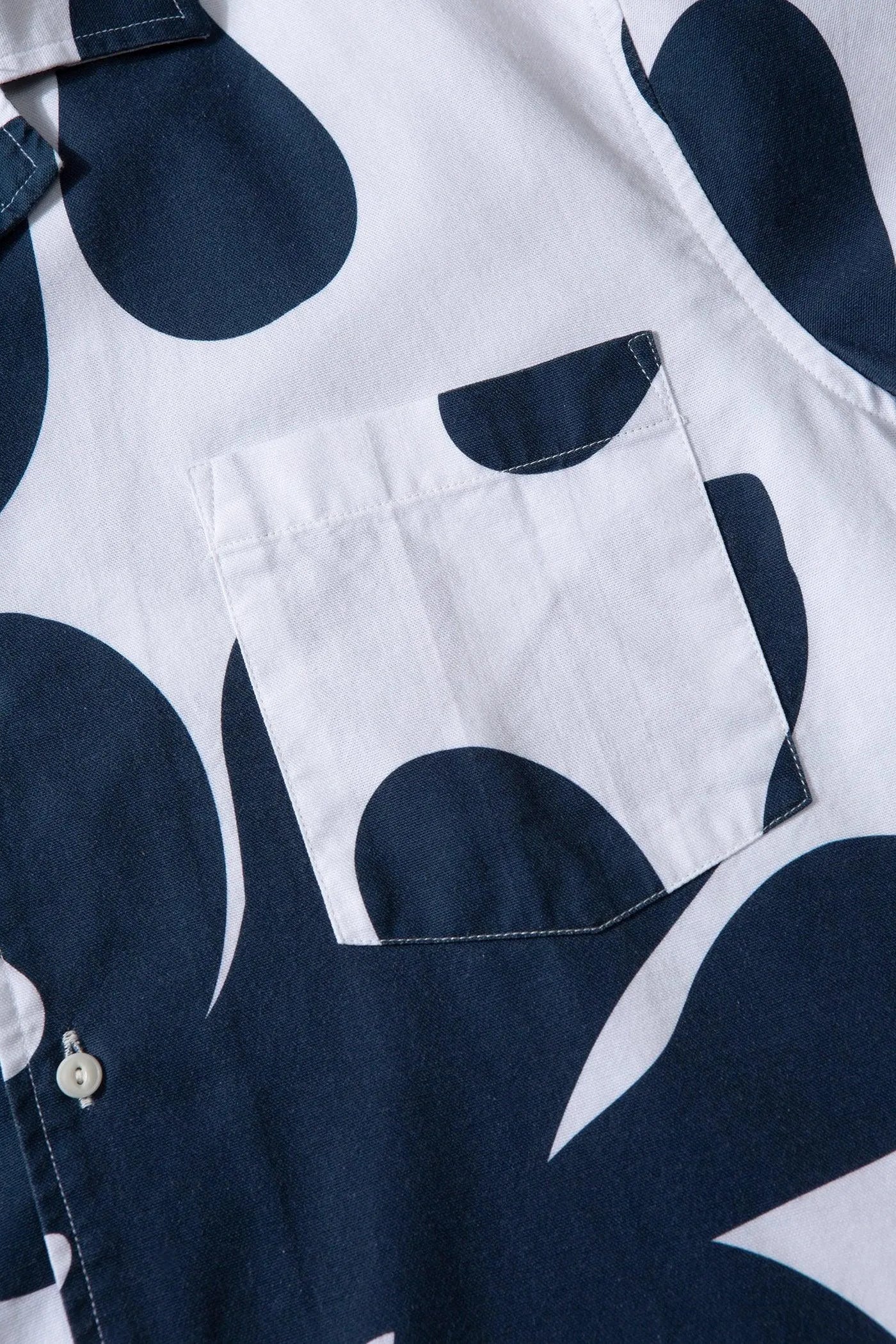 Camisa Manga Corta Alice Printed Navy - ECRU