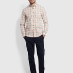 Camisa Manga Larga Lewis Cuadros Blush - ECRU