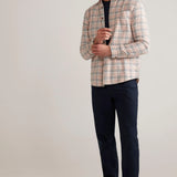 Camisa Manga Larga Lewis Cuadros Blush - ECRU