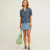 Camisa Manga Puff Océan bleu - ECRU