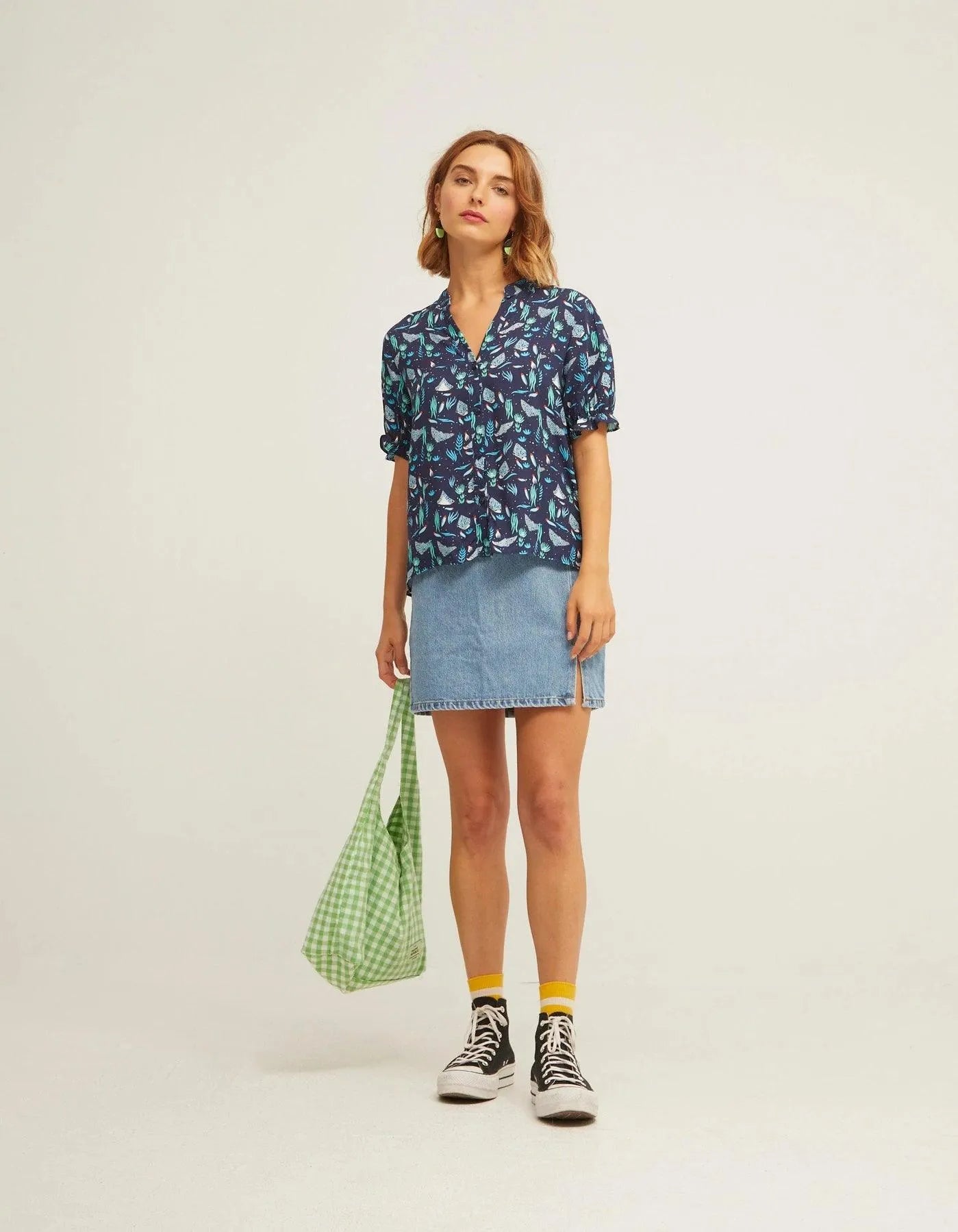 Camisa Manga Puff Océan bleu - ECRU