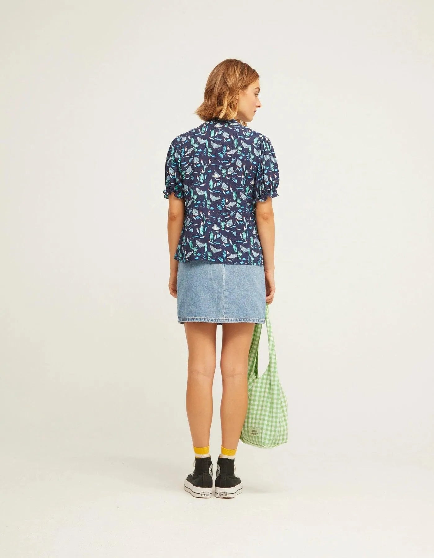 Camisa Manga Puff Océan bleu - ECRU