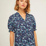 Camisa Manga Puff Océan bleu - ECRU