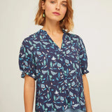 Camisa Manga Puff Océan bleu - ECRU