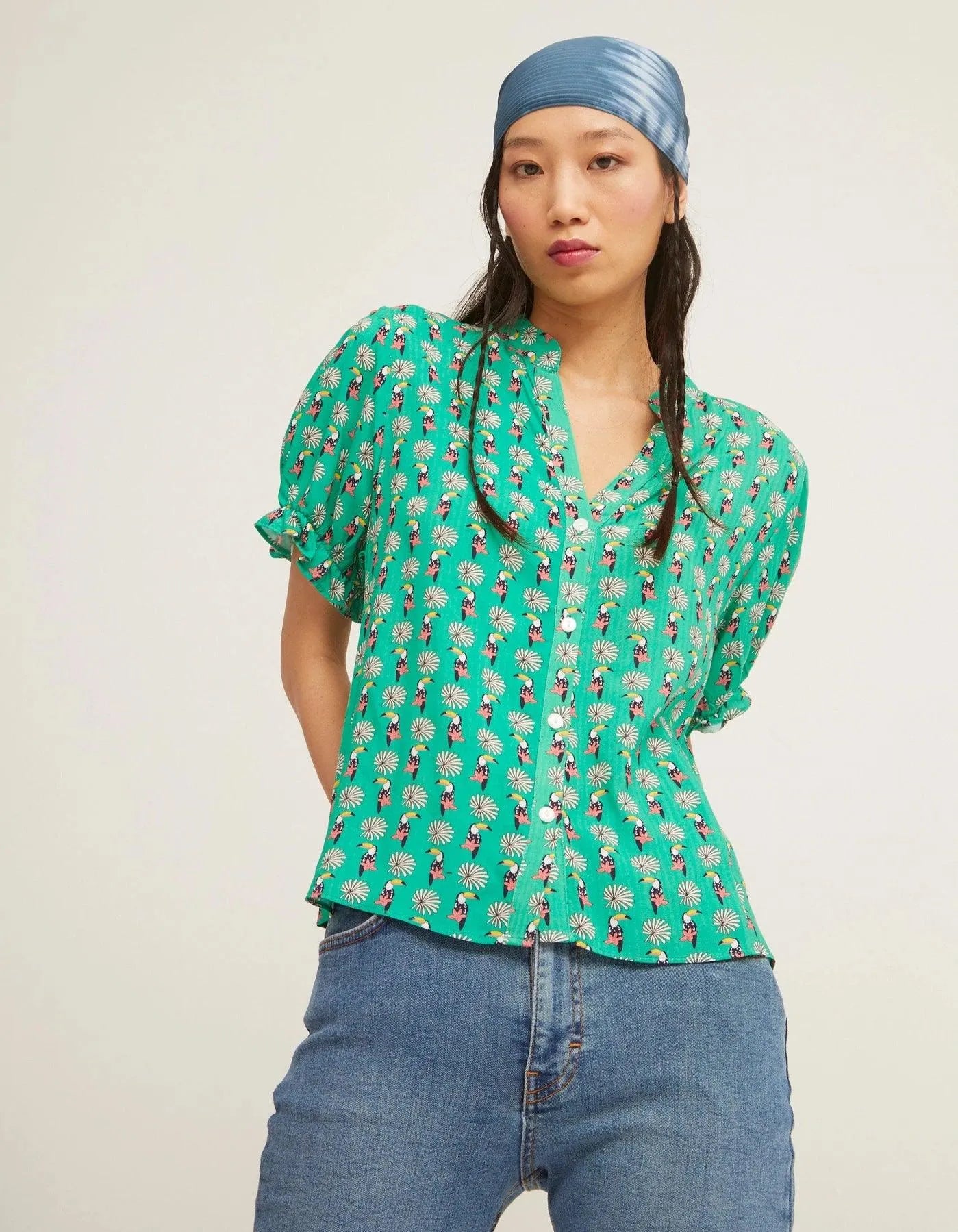 Camisa Manga Puff Toco - ECRU