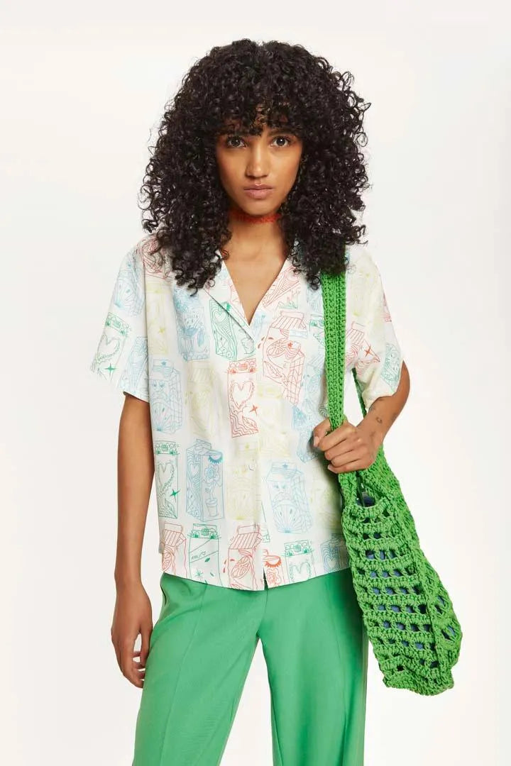 Camisa oversize juices - ECRU