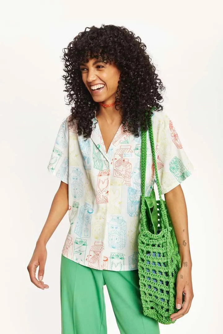 Camisa oversize juices - ECRU