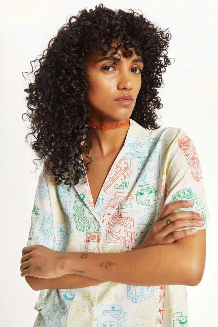 Camisa oversize juices - ECRU