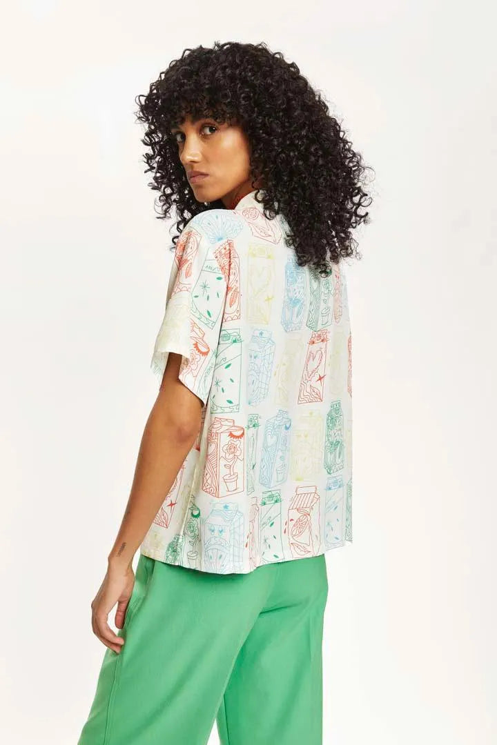 Camisa oversize juices - ECRU