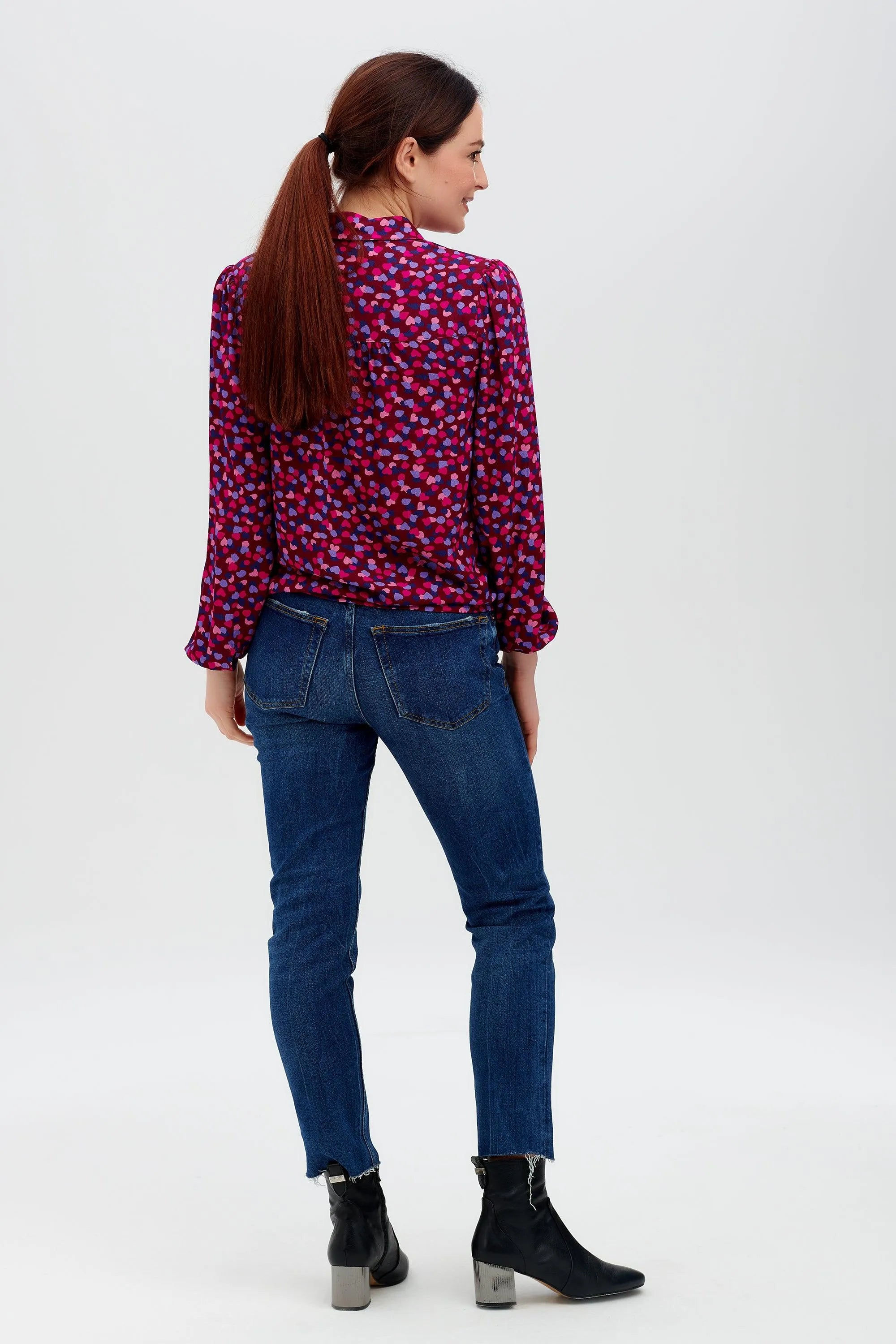 Camisa Queenie Burdeos pétalos de confeti - ECRU